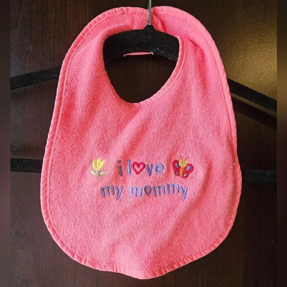 Y2K 2003 Pink Baby Bib with Embroidered Design